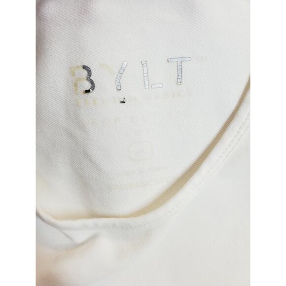 BYLT Shirt Mens Medium Short Sleeve T-shirt Drop Cut Athletic Tee White - Picture 4 of 6